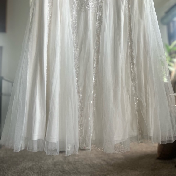 Lulus Wedding XL Just the Beginning White Beaded Sequin Mermaid Maxi Dress - Picture 9 of 12